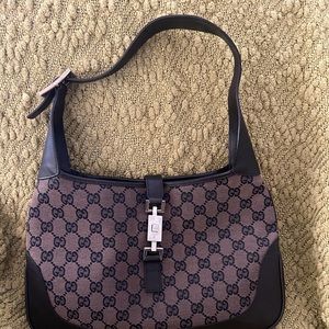 Gucci GG Canvas Jackie Bag, Black and tan